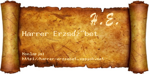 Harrer Erzsébet névjegykártya